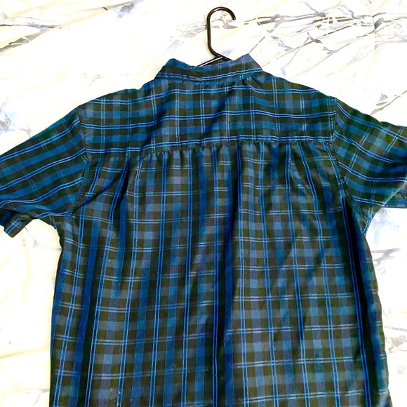 Azur Blue Plaid Men Short Sleeve Shirt - Picture 4 of 4